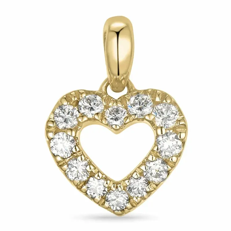 hart lab grown diamant hanger in 9 caraat goud 0,21 ct