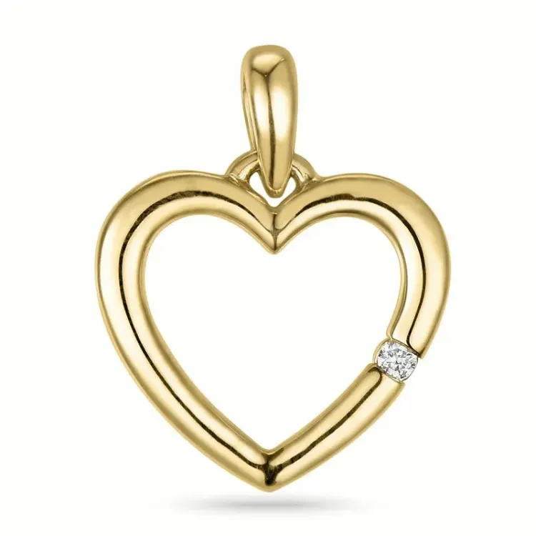 hart lab grown diamant hanger in 9 caraat goud 0,01 ct