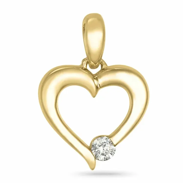 hart lab grown diamant hanger in 9 caraat goud 0,04 ct