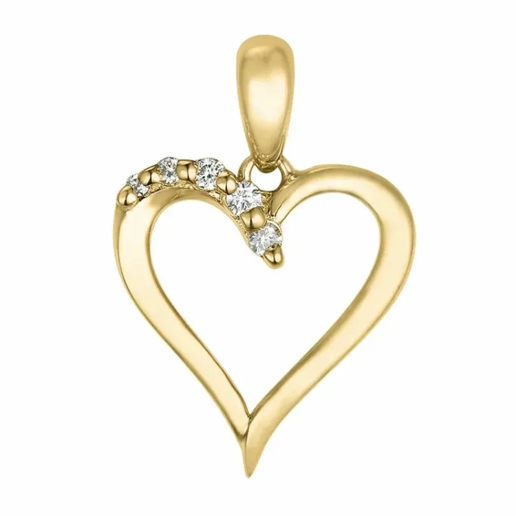 hart lab grown diamant hanger in 9 caraat goud 0,05 ct