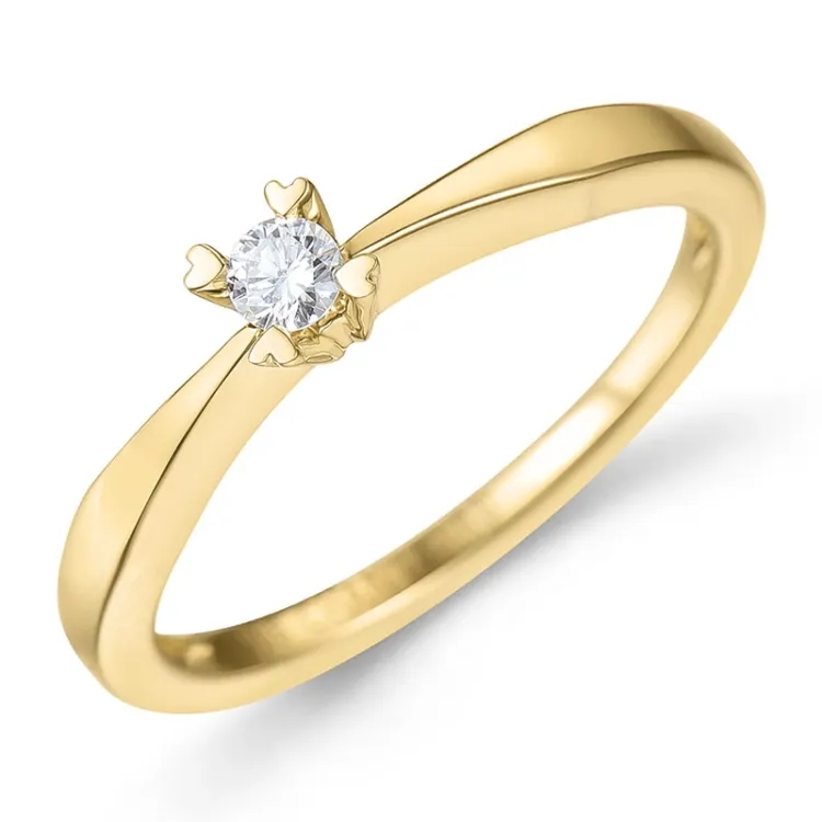 0,10 ct lab grown diamant solitaire ring in 9 karaat goud 0,10 ct