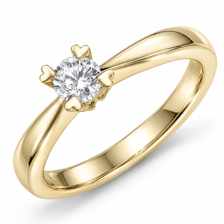 0,20 ct lab grown diamant solitaire ring in 9 karaat goud 0,20 ct