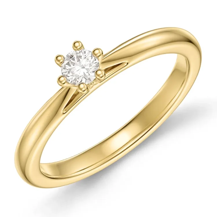 0,20 ct lab grown diamant solitaire ring in 9 karaat goud 0,20 ct