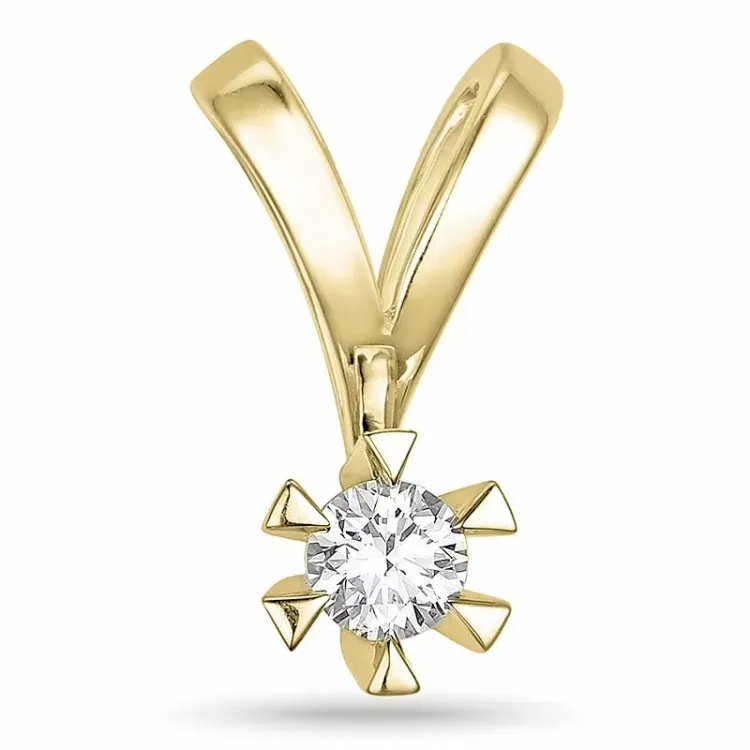0,20 ct lab grown diamant hanger in 9 caraat goud 0,20 ct