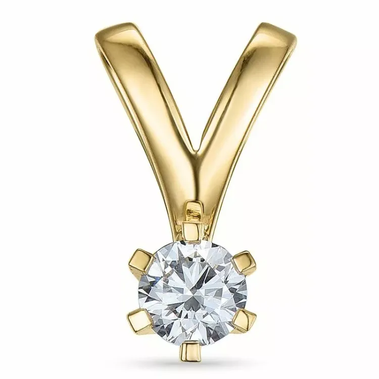 0,20 ct lab grown diamant solitaire hanger in 9 caraat goud 0,20 ct