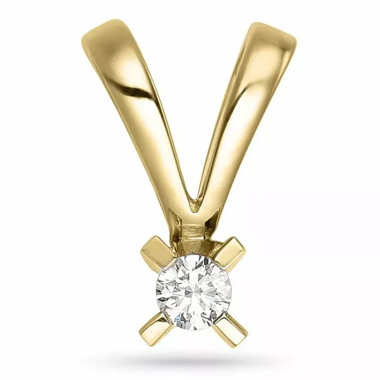 0,05 ct lab grown diamant solitaire hanger in 9 caraat goud 0,05 ct
