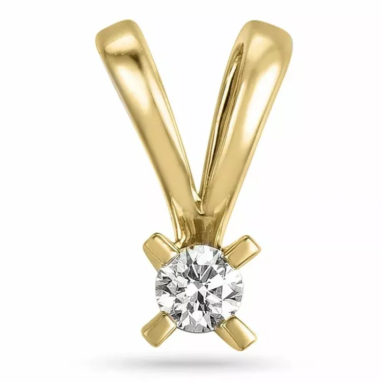 0,10 ct lab grown diamant solitaire hanger in 9 caraat goud 0,10 ct
