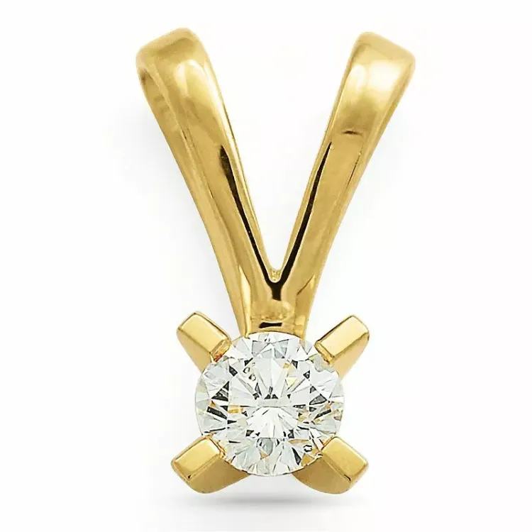 0,20 ct lab grown diamant solitaire hanger in 9 caraat goud 0,20 ct