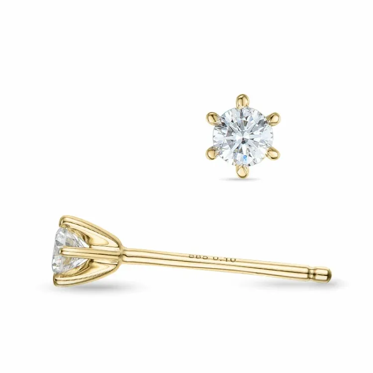 2 x 0,10 ct lab grown diamant solitaire oorbel in 9 karaat goud met lab grown diamant 
