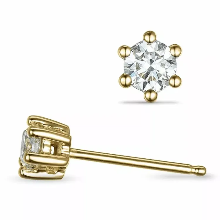 2 x 0,20 ct lab grown diamant solitaire oorbel in 9 karaat goud met lab grown diamant 