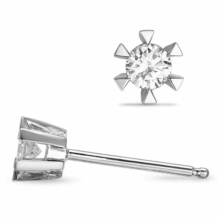 2 x 0,10 ct lab grown diamant solitaire oorbel in 9 karaat witgoud met lab grown diamant 