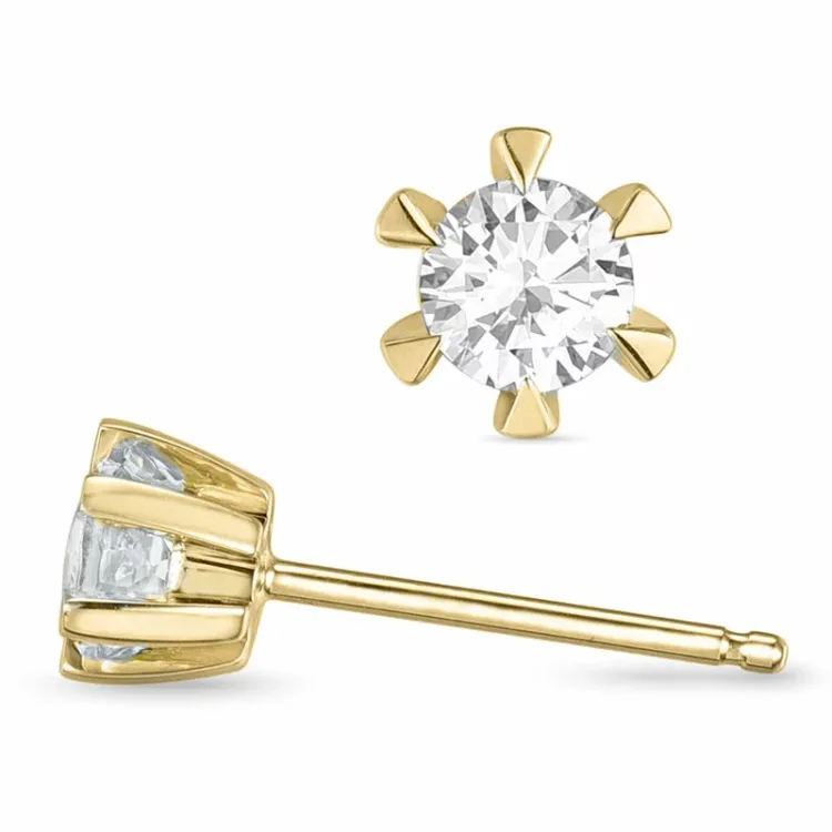 2 x 0,20 ct lab grown diamant solitaire oorbel in 9 karaat goud met lab grown diamant 