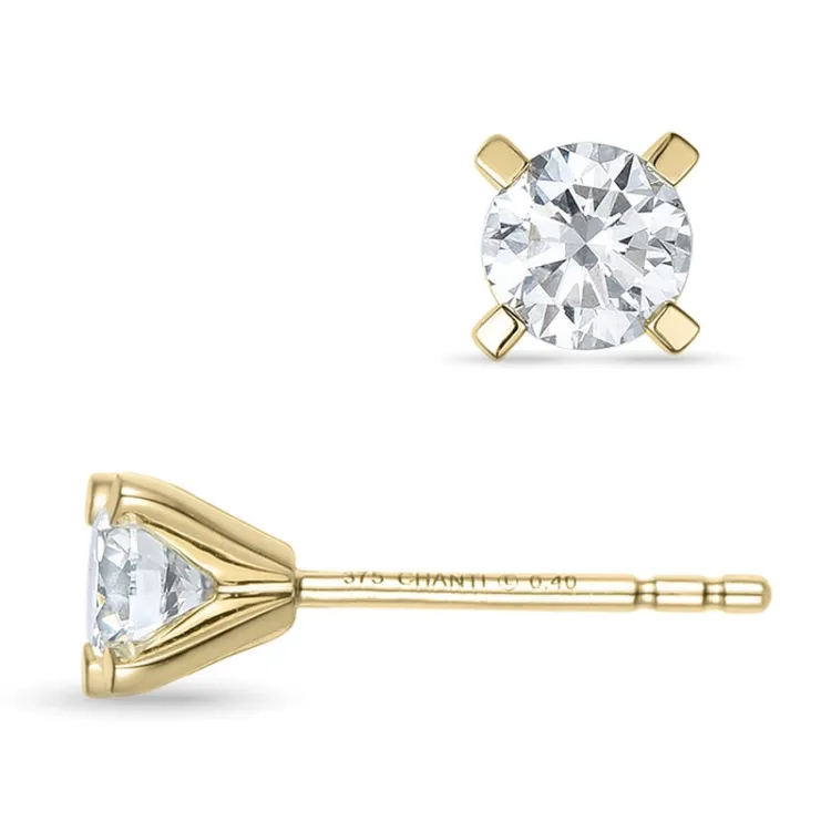 2 x 0,40 ct lab grown diamant oorbellen in 9 karaat goud met lab grown diamant 