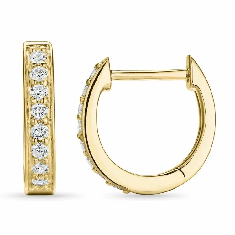12 mm lab grown diamant creool in 9 karaat goud met lab grown diamant 