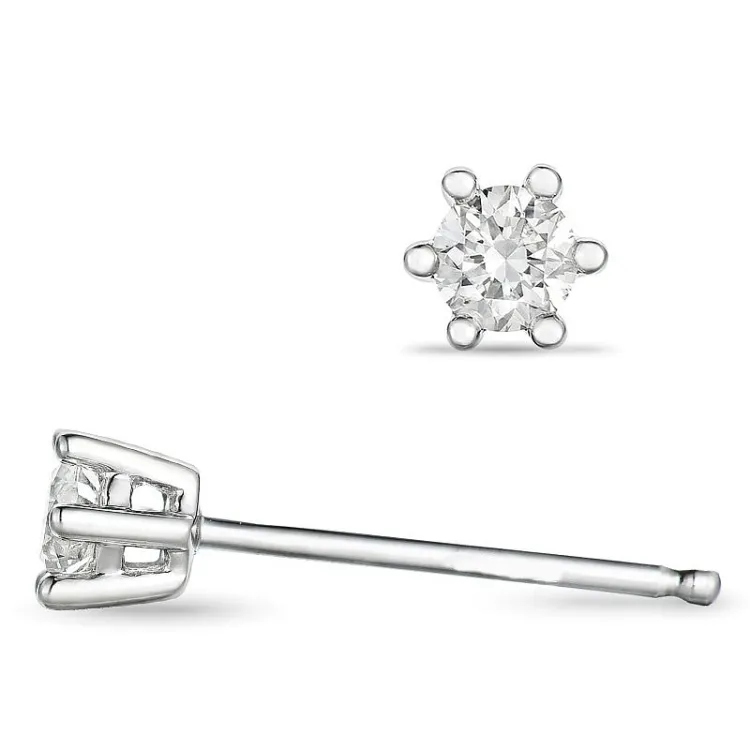 2 x 0,10 ct lab grown diamant solitaire oorbel in 9 karaat witgoud met lab grown diamant 