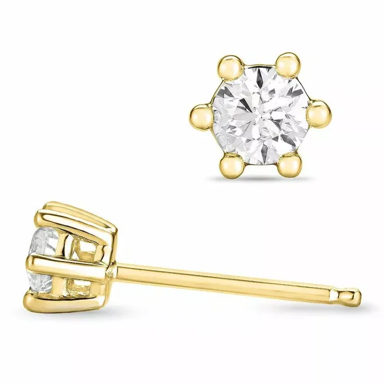 2 x 0,20 ct lab grown diamant solitaire oorbel in 9 karaat goud met lab grown diamant 