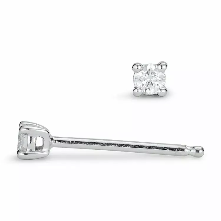 2 x 0,04 ct lab grown diamant solitaire oorbel in 9 karaat witgoud met lab grown diamant 