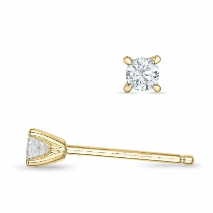 2 x 0,09 ct lab grown diamant solitaire oorbel in 9 karaat goud met lab grown diamant 