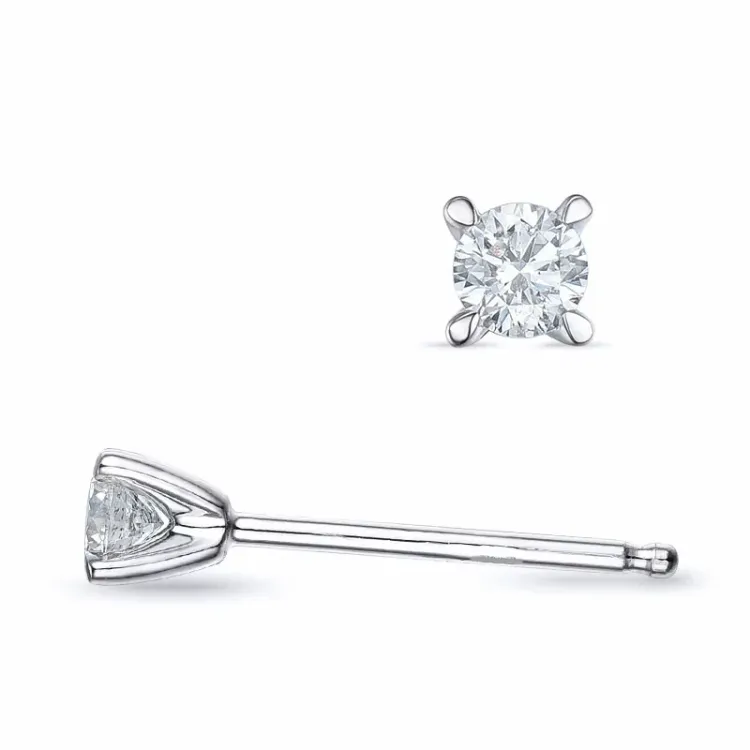 2 x 0,10 ct lab grown diamant solitaire oorbel in 9 karaat witgoud met lab grown diamant 