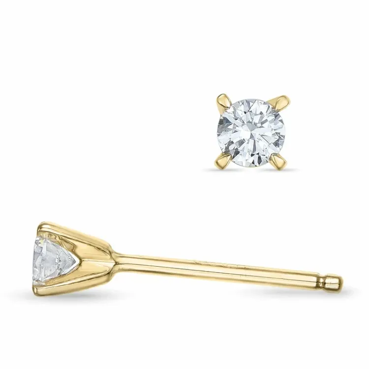 2 x 0,11 ct lab grown diamant solitaire oorbel in 9 karaat goud met lab grown diamant 