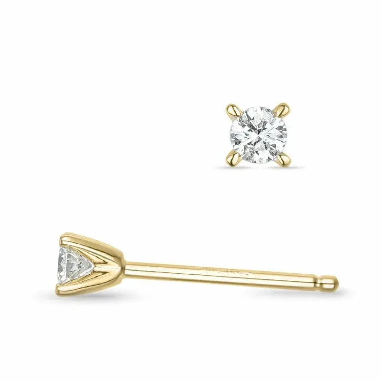 2 x 0,08 ct lab grown diamant solitaire oorbel in 9 karaat goud met lab grown diamant 