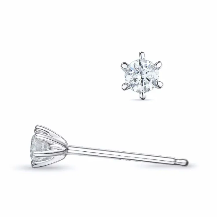 2 x 0,08 ct lab grown diamant solitaire oorbel in 9 karaat witgoud met lab grown diamant 