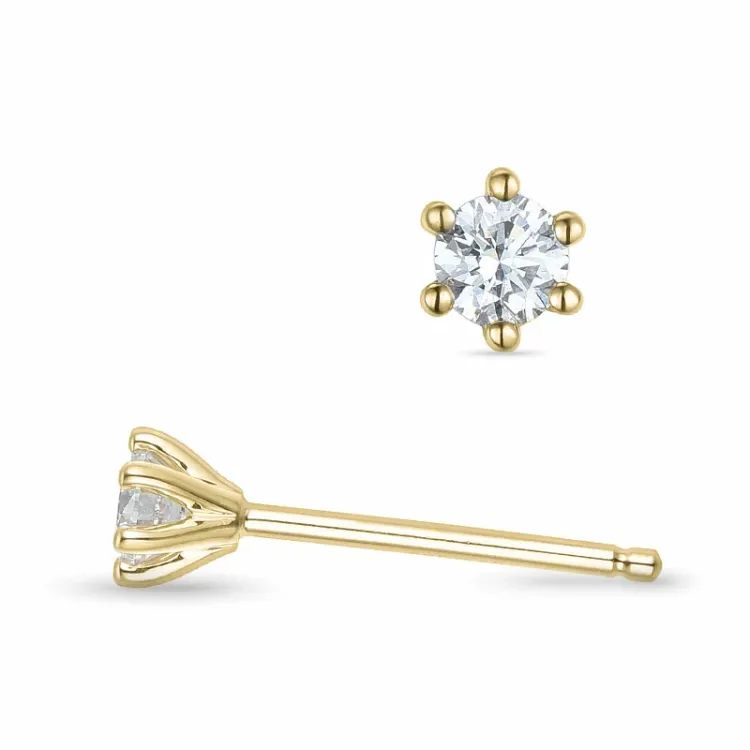 2 x 0,10 ct lab grown diamant solitaire oorbel in 9 karaat goud met lab grown diamant 
