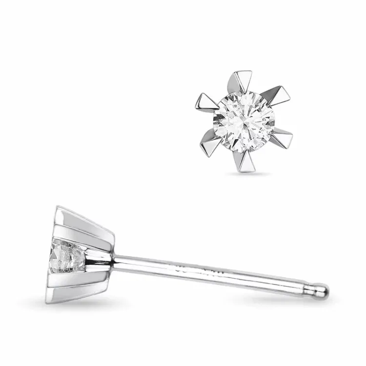 2 x 0,10 ct lab grown diamant solitaire oorbel in 9 karaat witgoud met lab grown diamant 
