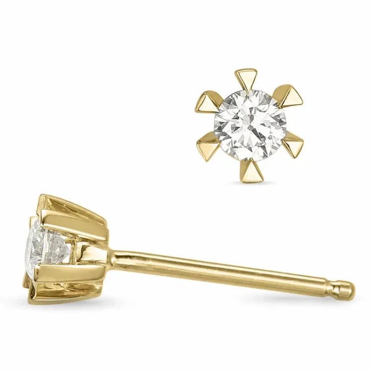 2 x 0,15 ct  lab grown diamant solitaire oorbel in 9 karaat goud met lab grown diamant 