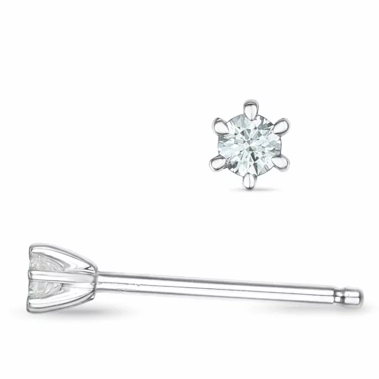 2 x 0,03 ct lab grown diamant solitaire oorbel in 9 karaat witgoud met lab grown diamant 