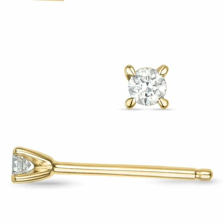 2 x 0,03 ct lab grown diamant solitaire oorbel in 9 karaat goud met lab grown diamant 