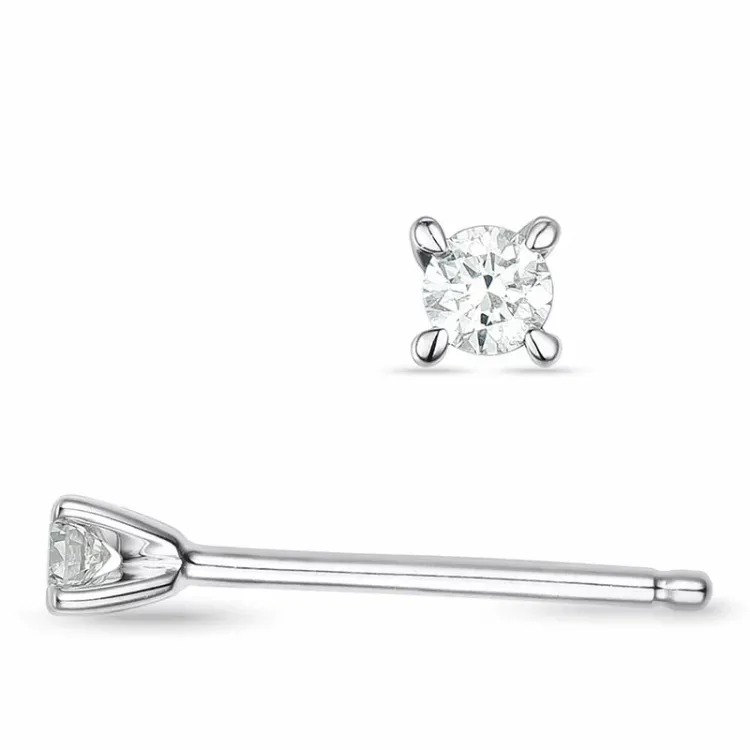 2 x 0,03 ct lab grown diamant solitaire oorbel in 9 karaat witgoud met lab grown diamant 