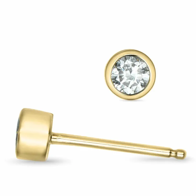 2 x 0,12 ct lab grown diamant solitaire oorbel in 9 karaat goud met lab grown diamant 