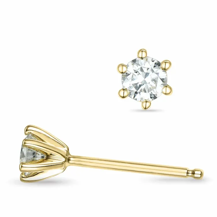 2 x 0,16 ct lab grown diamant solitaire oorbel in 9 karaat goud met lab grown diamant 
