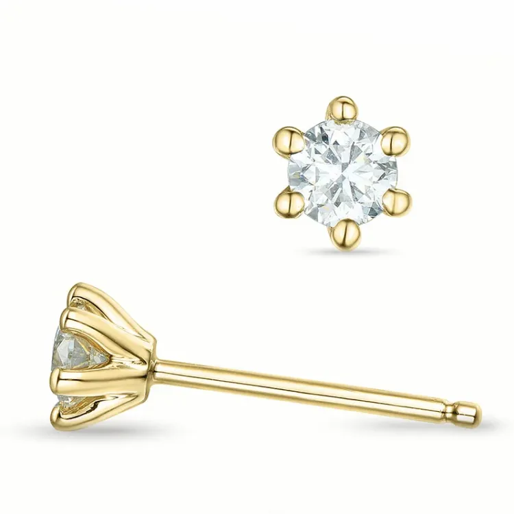 2 x 0,20 ct lab grown diamant solitaire oorbel in 9 karaat goud met lab grown diamant 