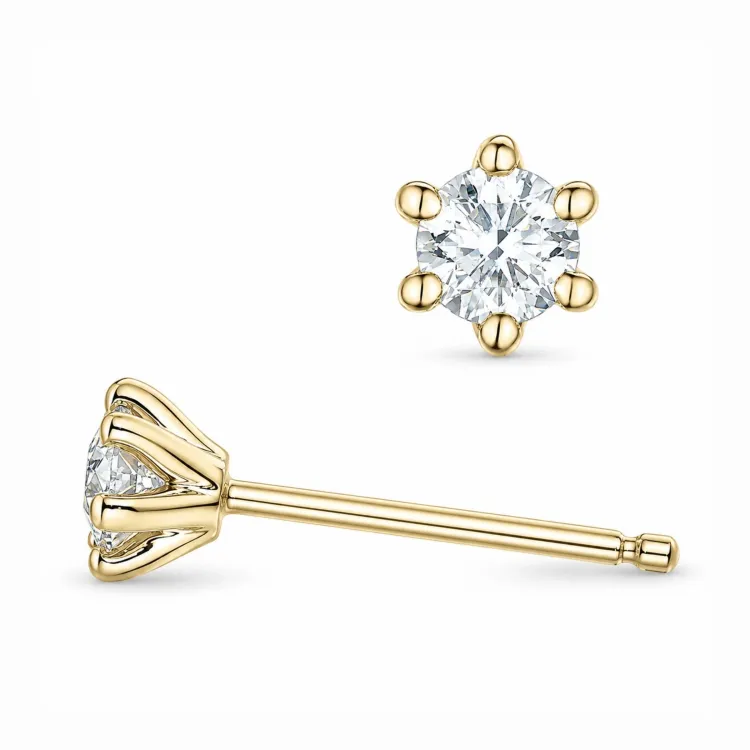 2 x 0,20 ct lab grown diamant solitaire oorbel in 9 karaat goud met lab grown diamant 
