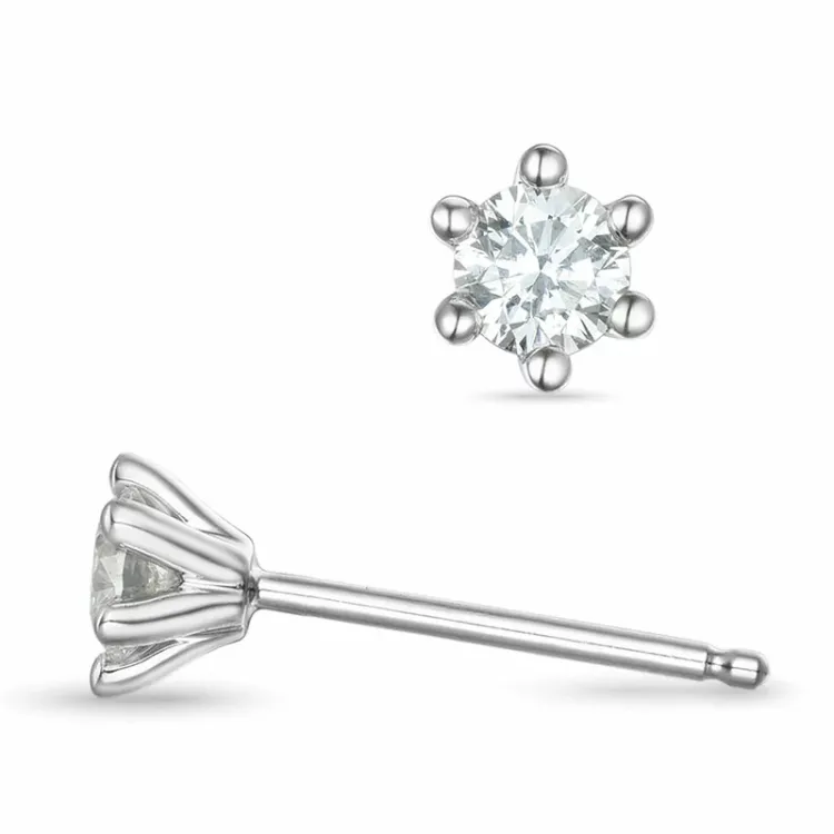 2 x 0,20 ct lab grown diamant solitaire oorbel in 9 karaat witgoud met lab grown diamant 