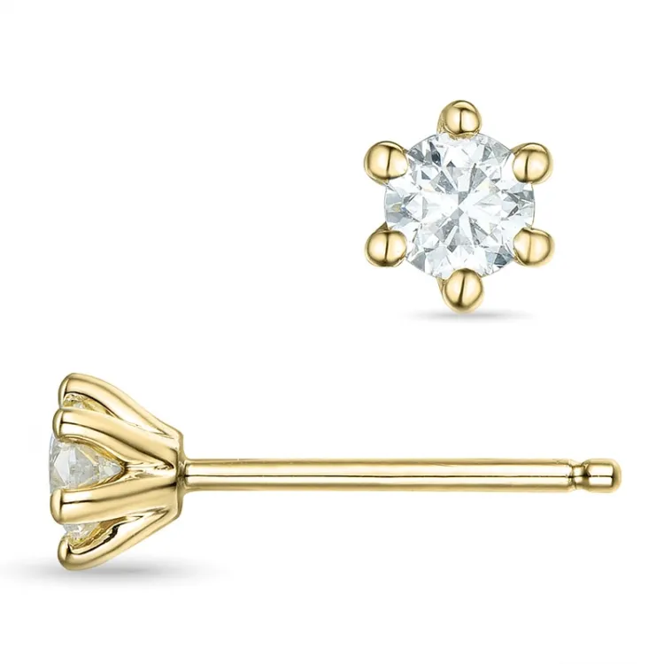 2 x 0,18 ct lab grown diamant solitaire oorbel in 9 karaat goud met lab grown diamant 