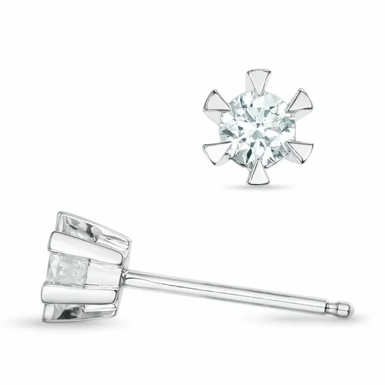 2 x 0,16 ct lab grown diamant solitaire oorbel in 9 karaat witgoud met lab grown diamant 