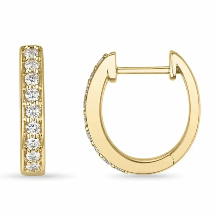 14 mm creool in 9 karaat goud met lab grown diamant 