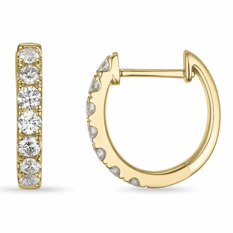 14 mm creool in 9 karaat goud met lab grown diamant 