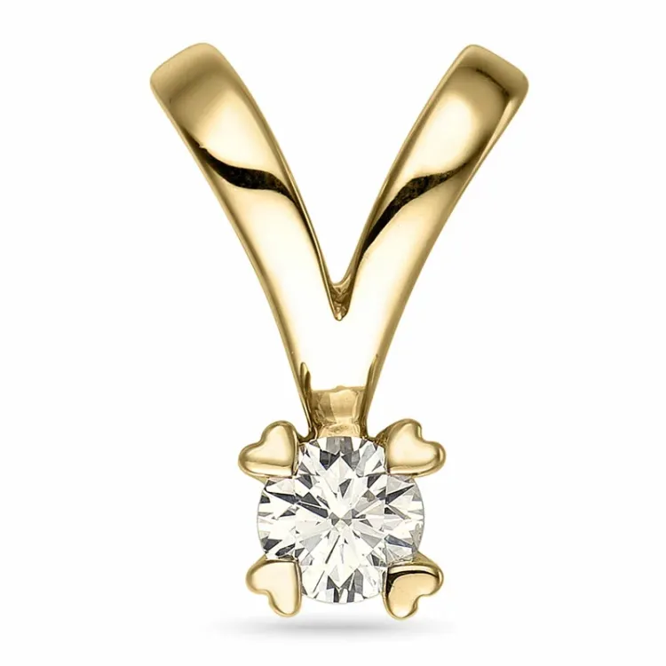 0,20 ct lab grown diamant solitaire hanger in 9 caraat goud 0,20 ct