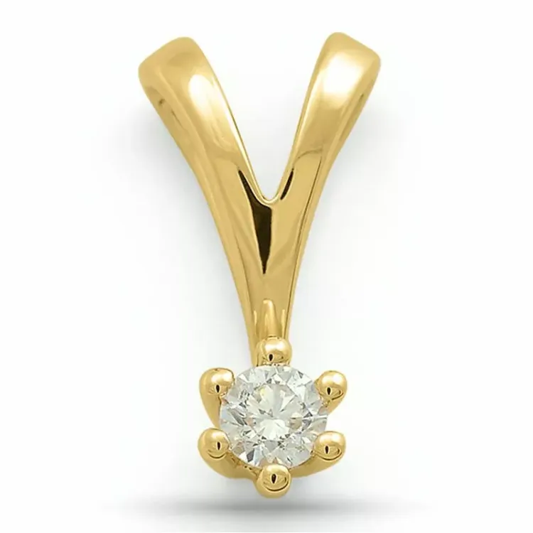 0,10 ct lab grown diamant solitaire hanger in 9 caraat goud 0,10 ct