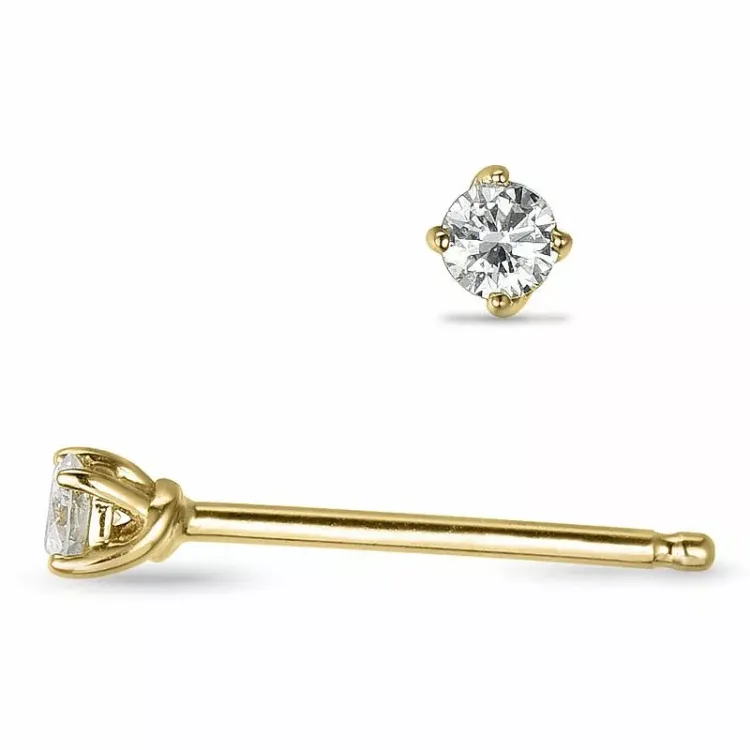 2 x 0,05 ct lab grown diamant solitaire oorbel in 9 karaat goud met lab grown diamant 