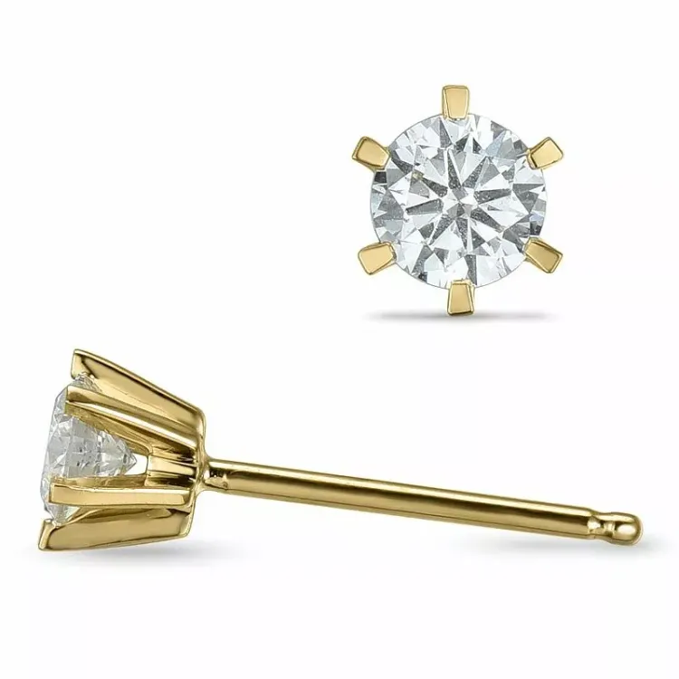 2 x 0,20 ct lab grown diamant solitaire oorbel in 9 karaat goud met lab grown diamant 