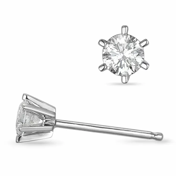 2 x 0,20 ct lab grown diamant solitaire oorbel in 9 karaat witgoud met lab grown diamant 