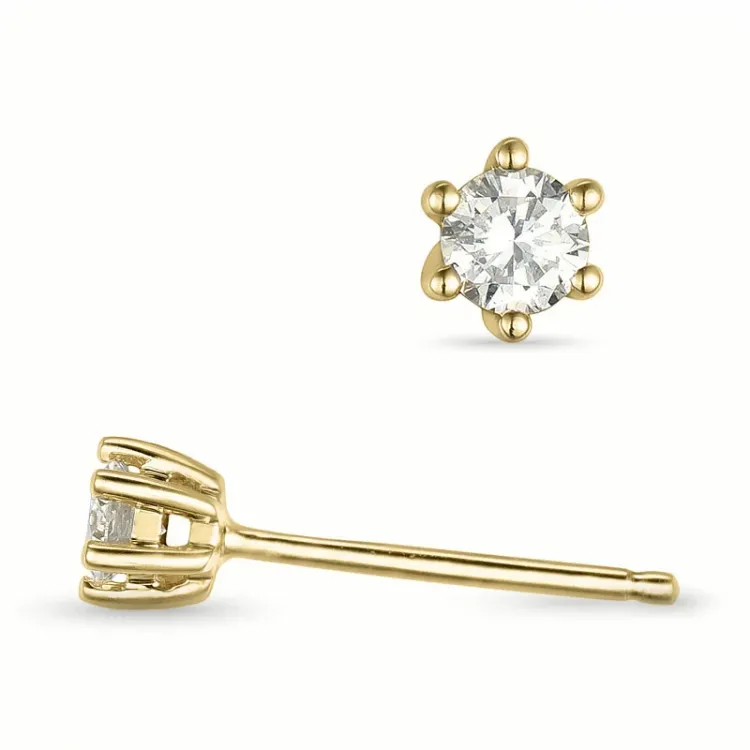 2 x 0,10 ct lab grown diamant solitaire oorbel in 9 karaat goud met lab grown diamant 