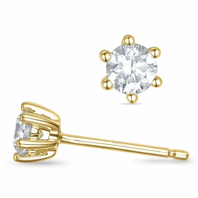 2 x 0,20 ct lab grown diamant solitaire oorbel in 9 karaat goud met lab grown diamant 
