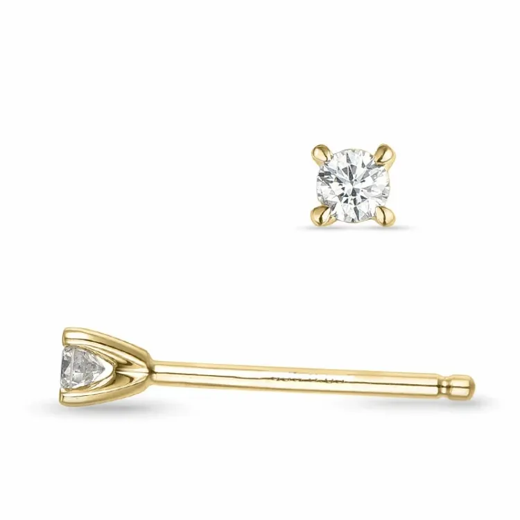 2 x 0,05 ct lab grown diamant solitaire oorbel in 9 karaat goud met lab grown diamant 