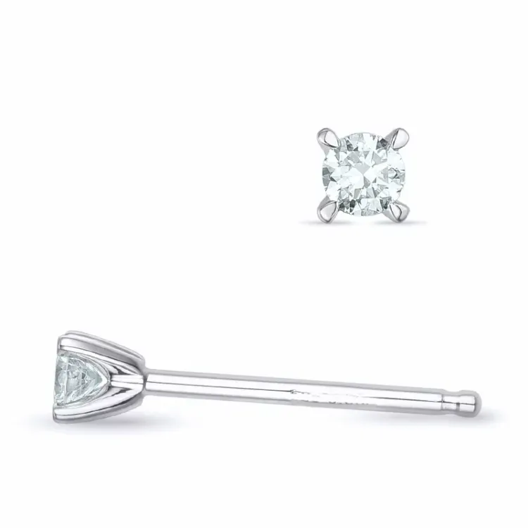 2 x 0,06 ct lab grown diamant solitaire oorbel in 9 karaat witgoud met lab grown diamant 